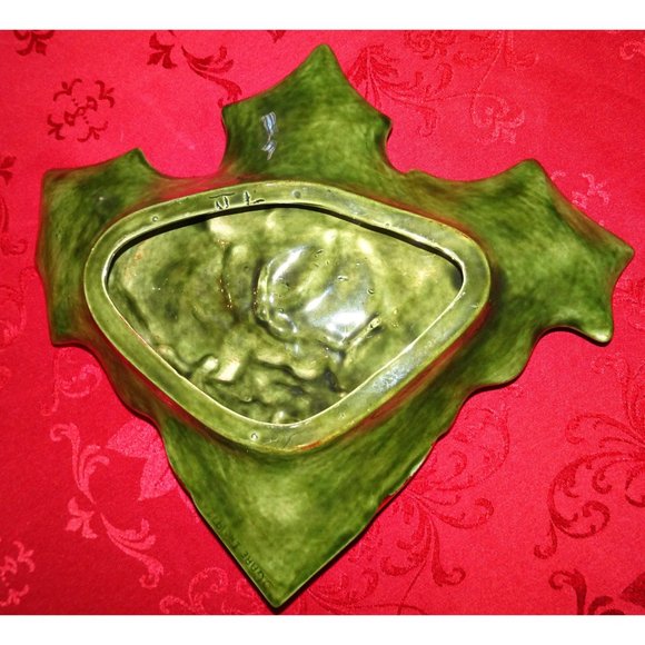 Vintage Ceramic Holly Serving Dish mcm Christmas candy dish retro 1970s - Picture 11 of 12